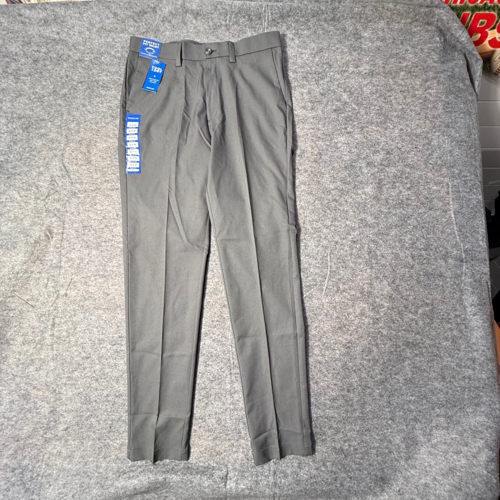 Haggar Slim Cool Right Performance Flex Mens Pants 32x34 Htr Grey NWT